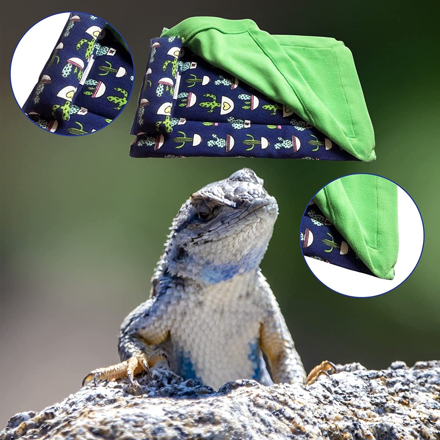 Bearded Dragon Bed with Pillow Lizard Sleeping Bag Blanket Soft Warm Hideout Terrariums Accessories for Reptile Lizard Bearded Dragon (Blue)