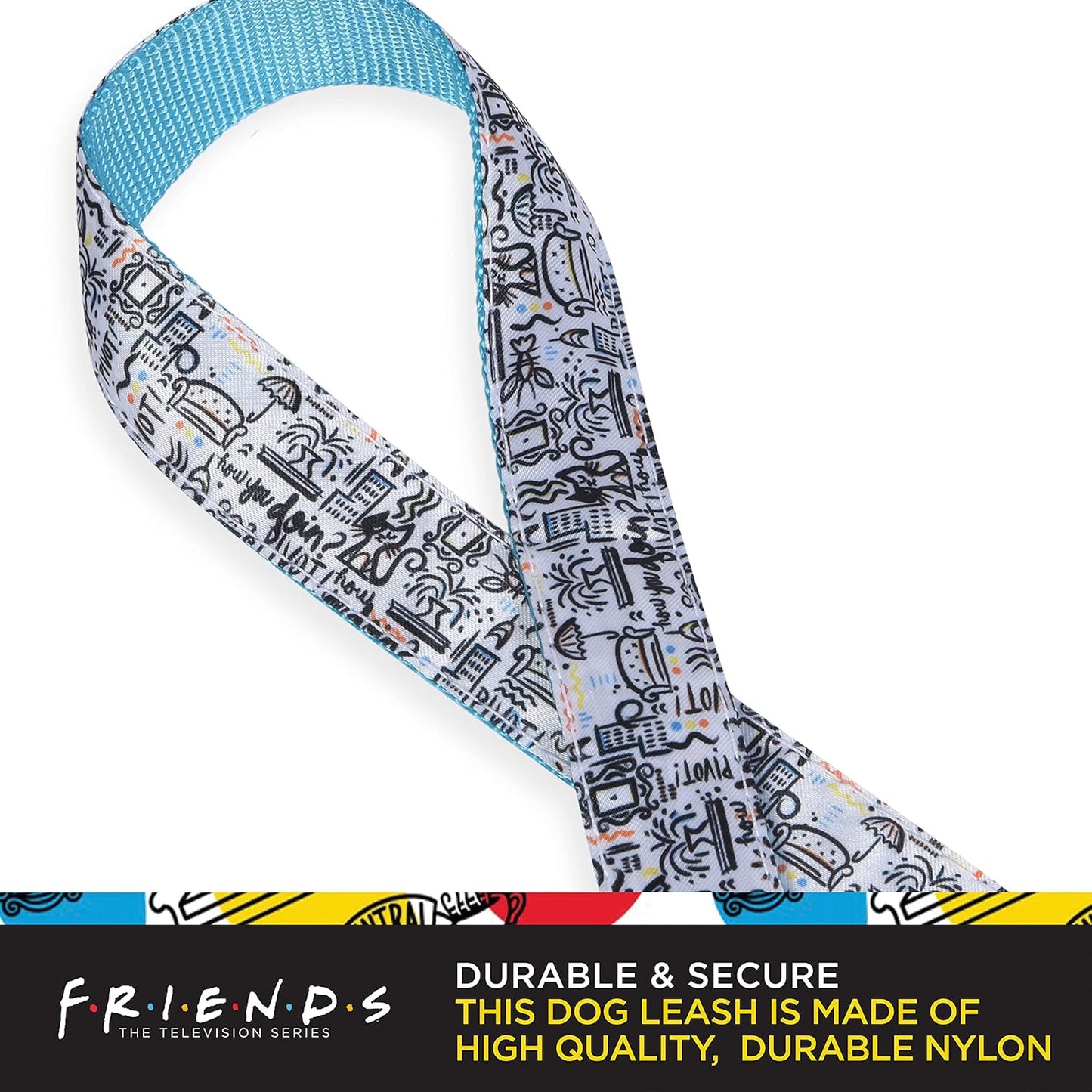 Friends TV Show City Doodle Dog Leash, 6 Ft (72 Inches) | Cute Blue Leash for Dogs & Harnesses