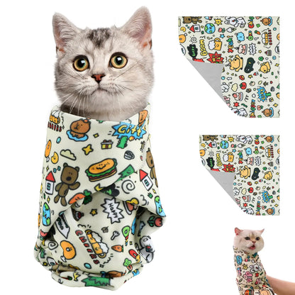 NUOKOU Cat Grooming Wrap Fabric Cat Restraint Wrap Self-Adherent Anti-Bite Anti-Scratch Anti-Escape Calming Wrap for Medicine Nail Clipping- Multifunctional Pet Tool (L (Within 11.1lbs))